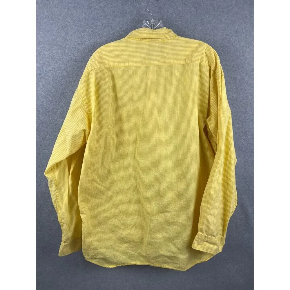 Banana Republic Shirt Men's XL Yellow Gingham Checks Long Sleeve Button Up‎